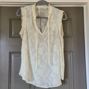 Rose + Olive Sleeveless Blouse, Medium,  Off-white